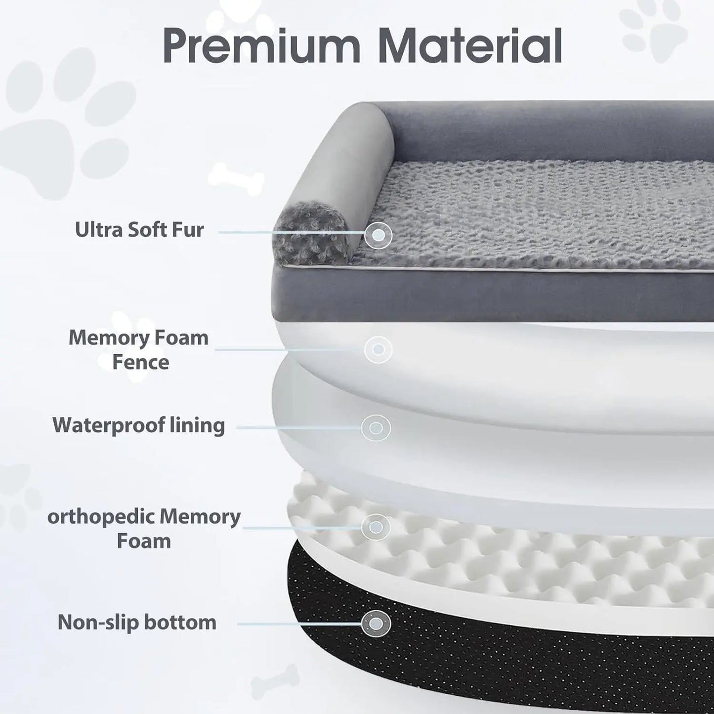 Premium Large Orthopedic Memory Foam Dog Bed for Senior Dogs - Water-Resistant, Washable, and Joint Relief Design (42x30x6.5 In)