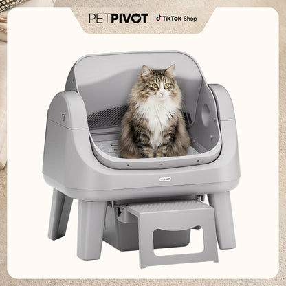 Petpivot Autoscooper 12 Lite: Effortless Self-Cleaning Cat Litter Box with Easy Entry and Triple Safety Features
