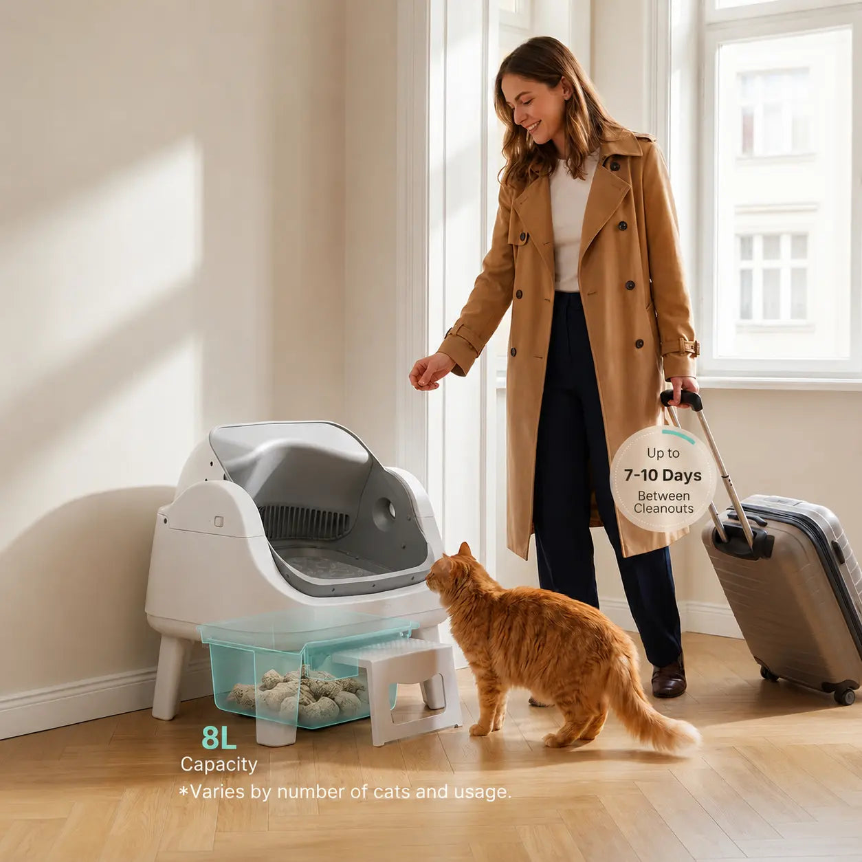 Petpivot Autoscooper 12 Lite: Effortless Self-Cleaning Cat Litter Box with Easy Entry and Triple Safety Features