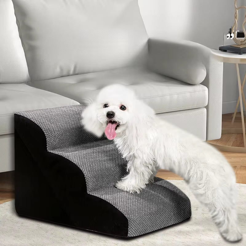 Pet 2/3 Step Dog Stair and Cat Ramp with Washable Non-Slip Memory Foam, Removable Design for Enhanced Safety and Comfort