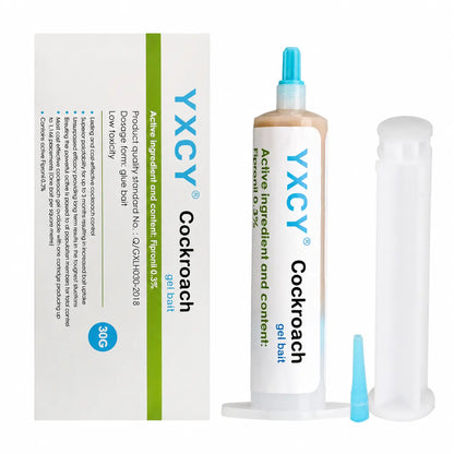 YXCY Fipronil Cockroach Exterminator Gel Bait - 4 Tubes (30G Each) with Plunger & Tips - Effective Indoor & Outdoor Pest Control for All Major Cockroach Species
