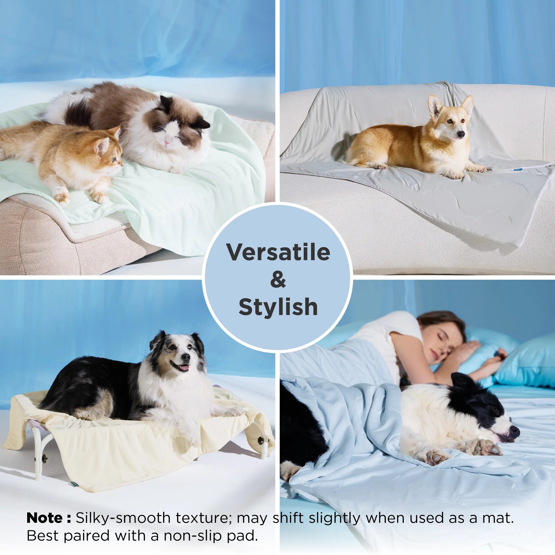Bedsure Pet Cooling Blanket for Dogs and Cats - Easy Machine Wash, Heat Dissipation, Multiple Sizes, Skin-Friendly, Washable and Breathable Throw for Couch and Bed