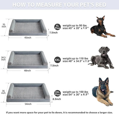Premium Large Orthopedic Memory Foam Dog Bed for Senior Dogs - Water-Resistant, Washable, and Joint Relief Design (42x30x6.5 In)