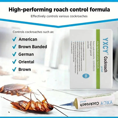 YXCY Fipronil Cockroach Exterminator Gel Bait - 4 Tubes (30G Each) with Plunger & Tips - Effective Indoor & Outdoor Pest Control for All Major Cockroach Species
