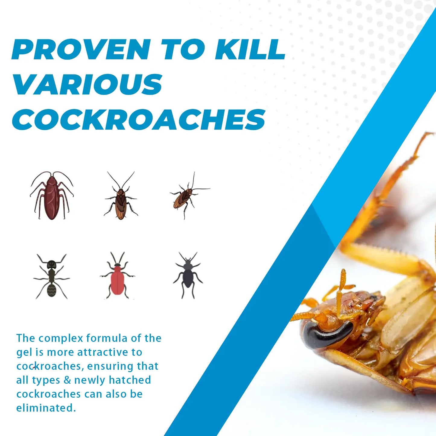 YXCY Fipronil Cockroach Exterminator Gel Bait - 4 Tubes (30G Each) with Plunger & Tips - Effective Indoor & Outdoor Pest Control for All Major Cockroach Species