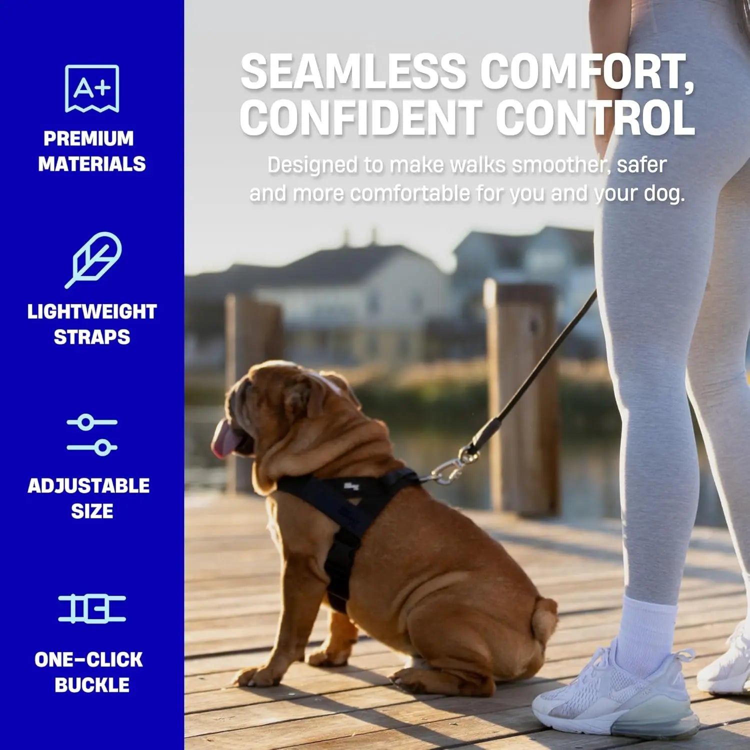 Dog Friendly Co. No-Pull Harness - Easy Fit, Safe and Comfortable Design - Adjustable Lightweight Straps for All Dog Breeds