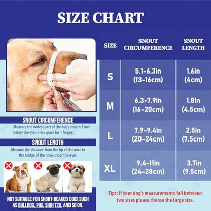 Adjustable Air Mesh Dog Muzzle - Prevent Biting, Chewing & Licking for All Dog Sizes
