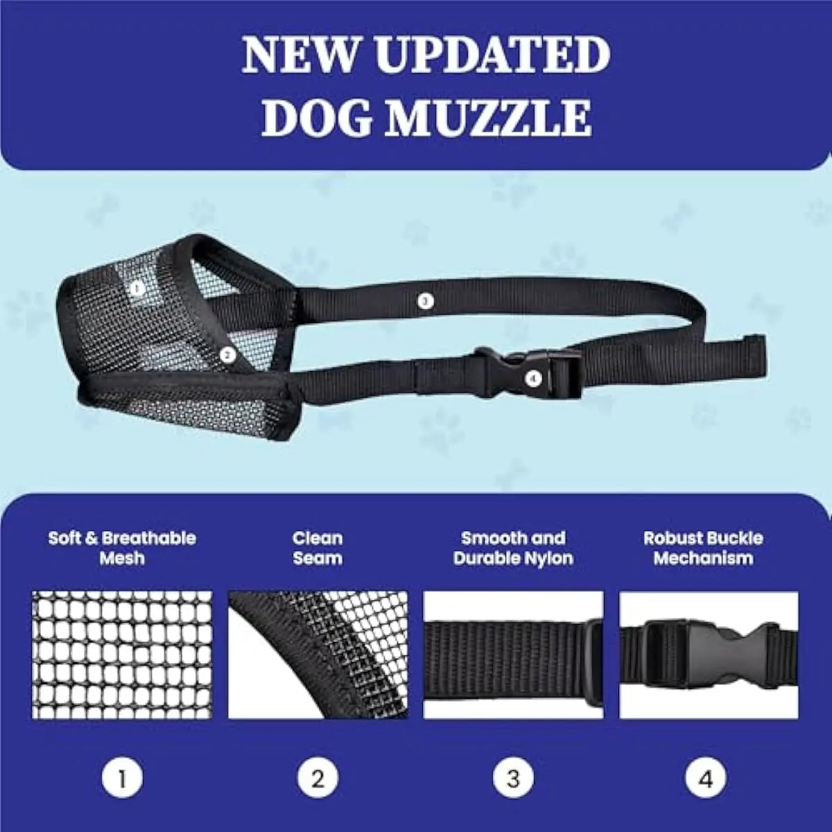 Adjustable Air Mesh Dog Muzzle - Prevent Biting, Chewing & Licking for All Dog Sizes