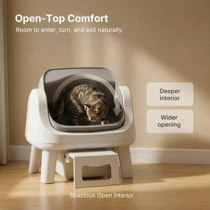 Petpivot Autoscooper 12 Lite: Effortless Self-Cleaning Cat Litter Box with Easy Entry and Triple Safety Features