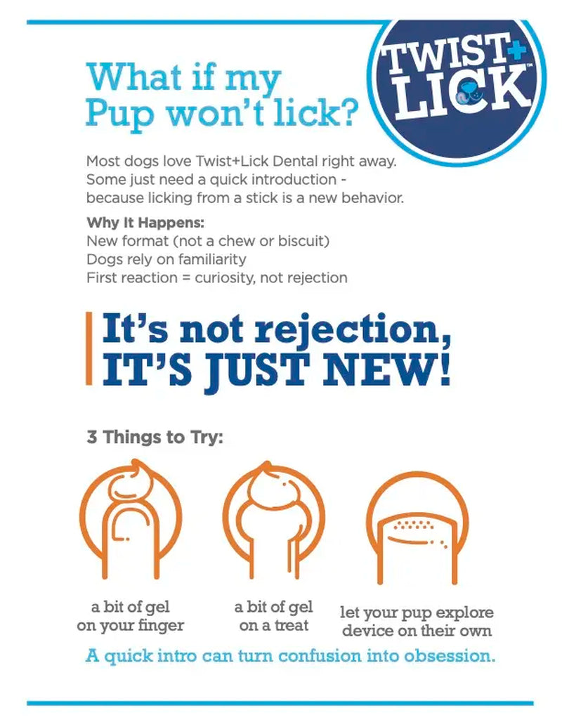 Twist+Lick Dental Gel for Dogs - Brush Free - Prolong Technology - Cleans Whitens Brightens - Controls Plaque & Tartar - Mess-Free Dental Care