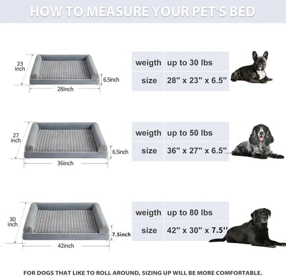 Premium Large Orthopedic Memory Foam Dog Bed for Senior Dogs - Water-Resistant, Washable, and Joint Relief Design (42x30x6.5 In)