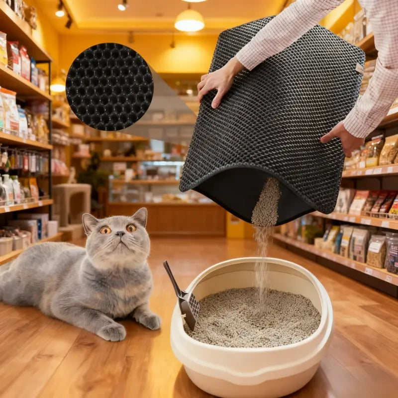 Extra Large Dual-Layer Anti-Odor Cat Litter Mat - Non-Slip, Easy-Clean, Durable EVA Indoor Solution for Pet Waste Management