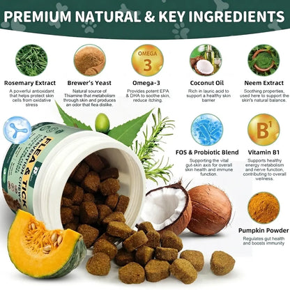 Petrivium 150Ct Dog Flea & Tick Support Soft Chews - Natural Chicken Flavor for All Breeds & Sizes
