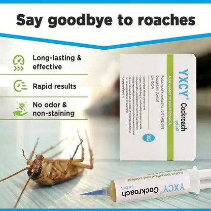 YXCY Fipronil Cockroach Exterminator Gel Bait - 4 Tubes (30G Each) with Plunger & Tips - Effective Indoor & Outdoor Pest Control for All Major Cockroach Species