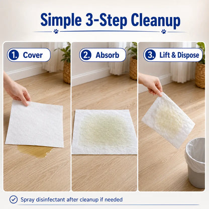 L&W BROS. Pet Absorbent Sheets, Emergency Dog Urine Cleanup Sheets for Hardwood Floors, Fast Liquid Lock & Odor Control